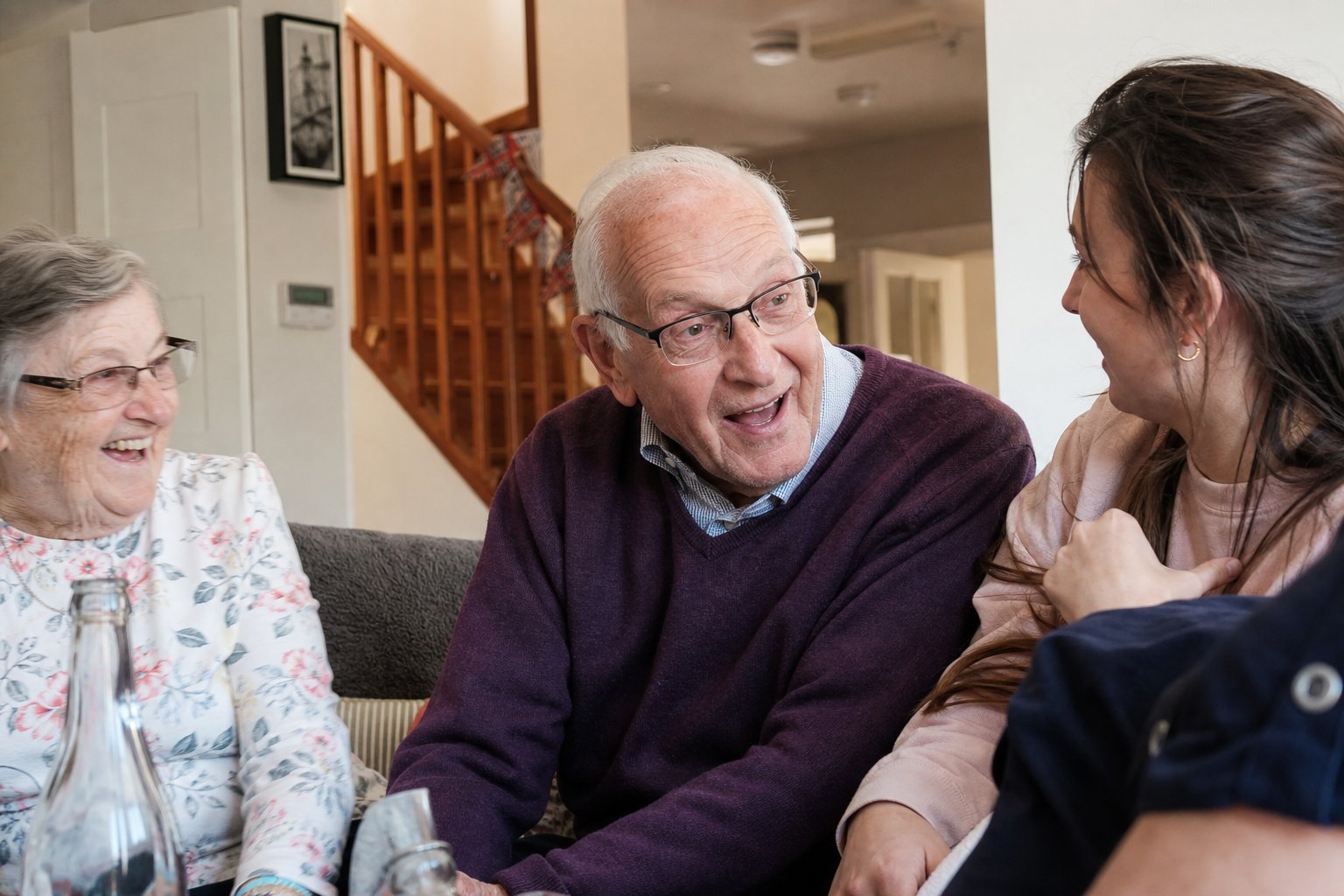 Family enjoying a clear conversation together at home